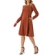 thumbnail image 4 of INSPIRE CHIC Vestidos de Manga Larga para Mujeres Cuello Redondo Elegante Cóctel Fiesta Trabajo Vestido a la Rodilla M Caramelo, 4 of 6
