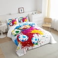 thumbnail image 3 of Feelyou Watercolor Soccer Print Full Size Comforter Sets, Cartoon Football Bedding Comforter Set, Teens Kids Girls Boys Bedding Sets, Luxury Bedroom Decor, 3 Pieces, 3 of 8