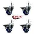thumbnail image 2 of 3 Inch Blue Poly Swivel 7/16 Inch Grip Ring Stem Caster Set with Brake, 2 of 2