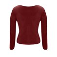 thumbnail image 7 of HAPIMO Womens Velvet Tops Ruched Wrap V Neck Stretch Slim Shirts Elegant Party Shirts Casual Long Sleeve Blouses Red XL, 7 of 7