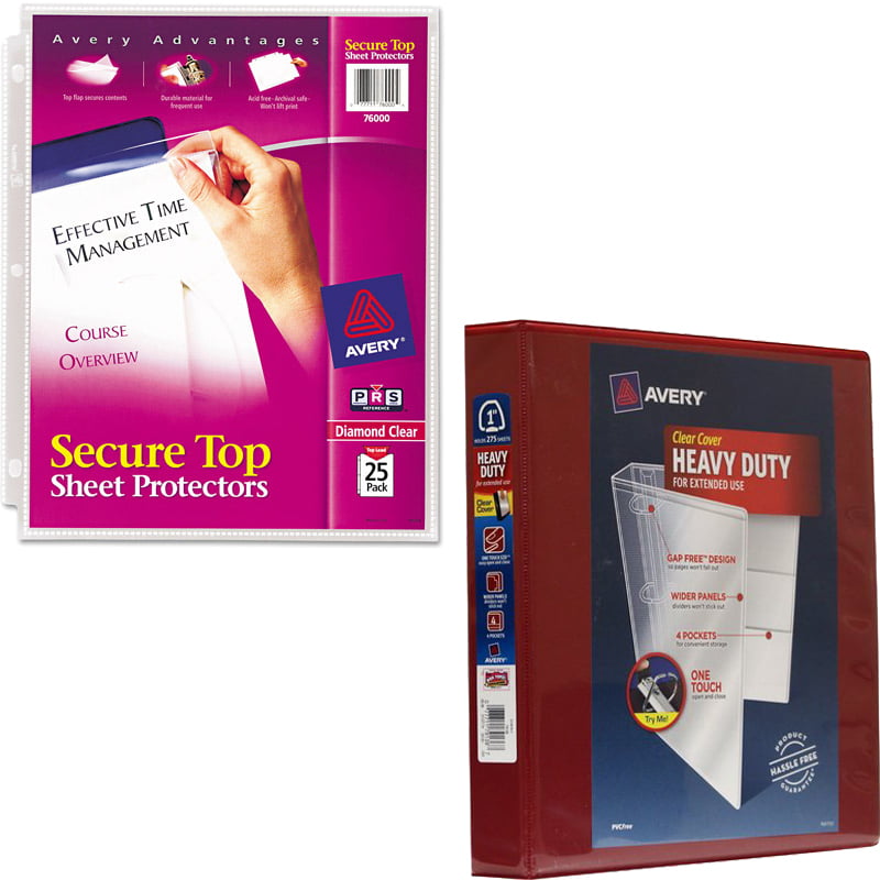 Avery 76000 Secure Top Sheet Protectors Super Heavy Gauge Diamond Clear Letter Pack of 25 