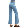thumbnail image 3 of High Waist Women Casual Wide Leg Denim Pants Cropped Baggy Ankle Jeans with Pocket, 3 of 6