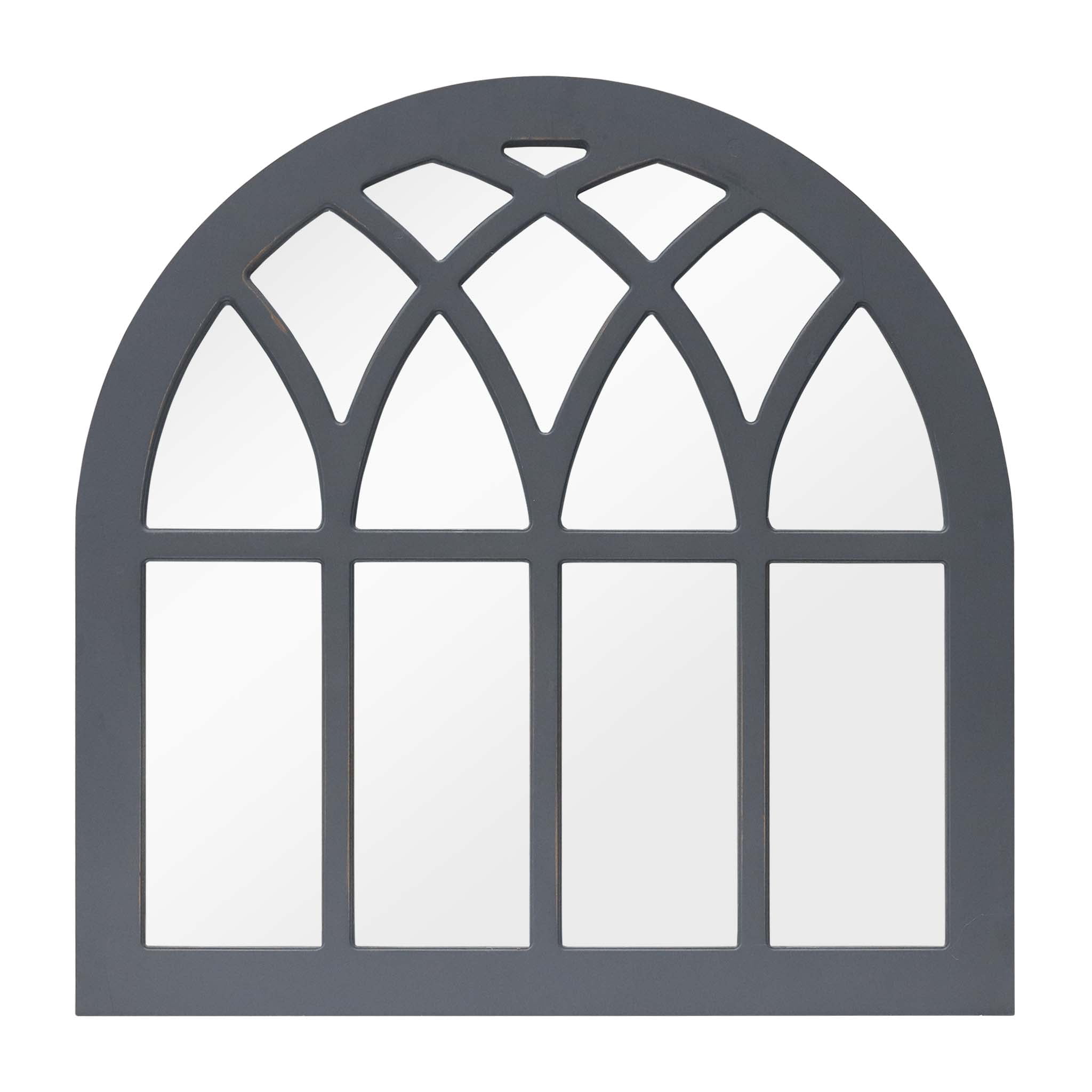 Parisloft Gray Cathedral Arch Wood Wall Mirror, Farmhouse Mirror, 31.875 x 31.875 inches