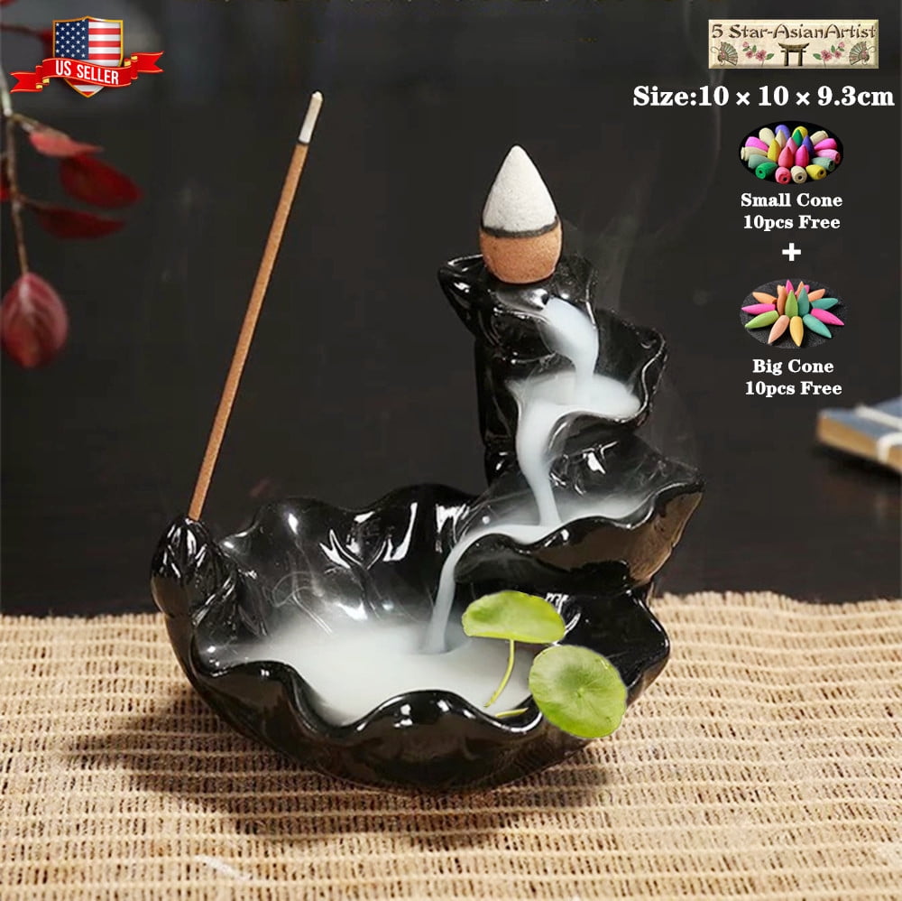 Ceramic Backflow Incense Burner Incense Holder Home Decor Lotus