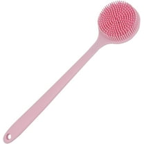 DNC Soft Silicone Back Scrubber Shower Bath Body Brush with Long Handle (Pink)