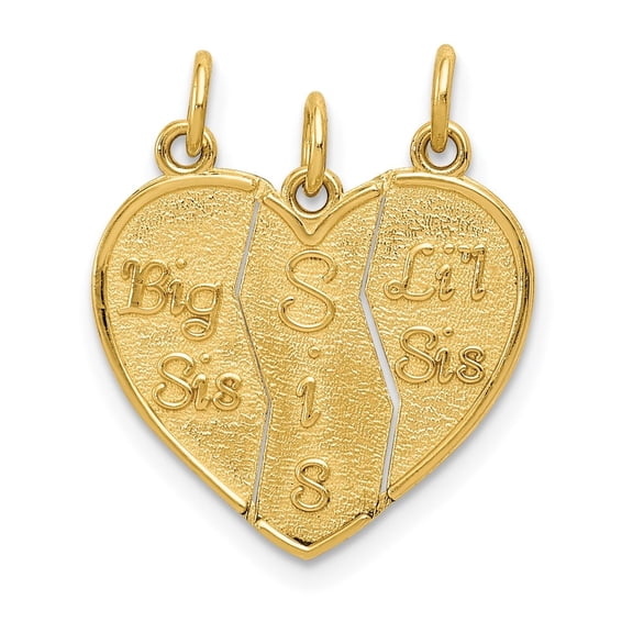 Diamond2Deal 14K Yellow Gold 3-piece Break-apart BIG SIS-SIS-LIL SIS Pendant for Women