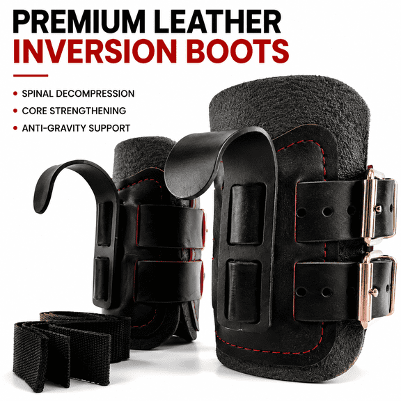 1 Pair Inversion Boots | Heavy Duty Gravity Boots with Ankle Support for Inverted Sit Ups, Core Strength Training & Back Stretch | Home Gym Workout Equipment for Men and Women