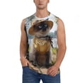 thumbnail image 1 of Balery Cat In Sun Hat Camisetas sin mangas para hombre, absorbe la humedad y protege contra el mal olor.-Small, 1 of 7