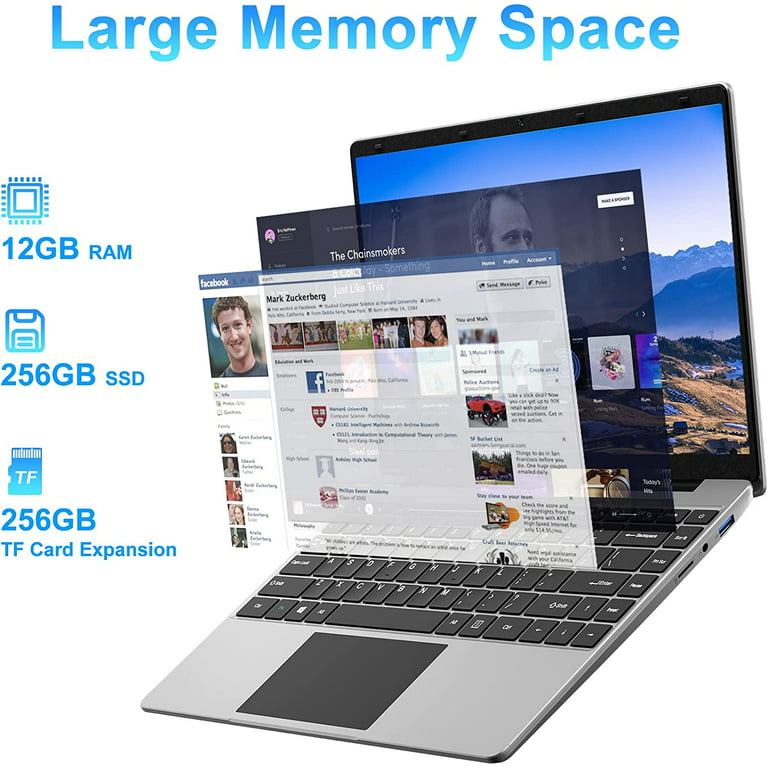 Jumper – ordinateur portable 14 pouces, 12 go DDR4, 256 go SSD, Windows 11,  ordinateur léger Celeron N4100, écran FHD 1080p, 4600mAH (7,6 V) Batterie