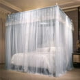 thumbnail image 5 of 4 Corners Post Ruffle Princess Bed Canopy Curtain-Double Layer Cozy Drape Netting 4 Opening Mosquito Net for Girls Adults Bedroom Decoration (Gray/White,47" W*78" L*82" H/Twin), 5 of 14