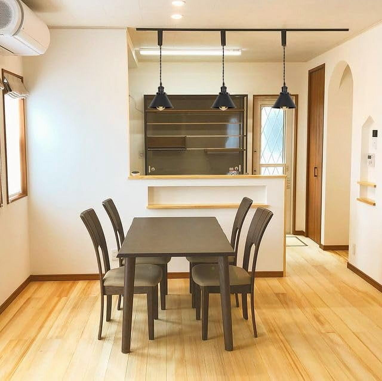 KAYYELAMP Plug in Cable Track Rail with Adjustable Cord Black Track Lighting Fixture H-Type Vintage Design for Kitchen Loft(No Bulb)