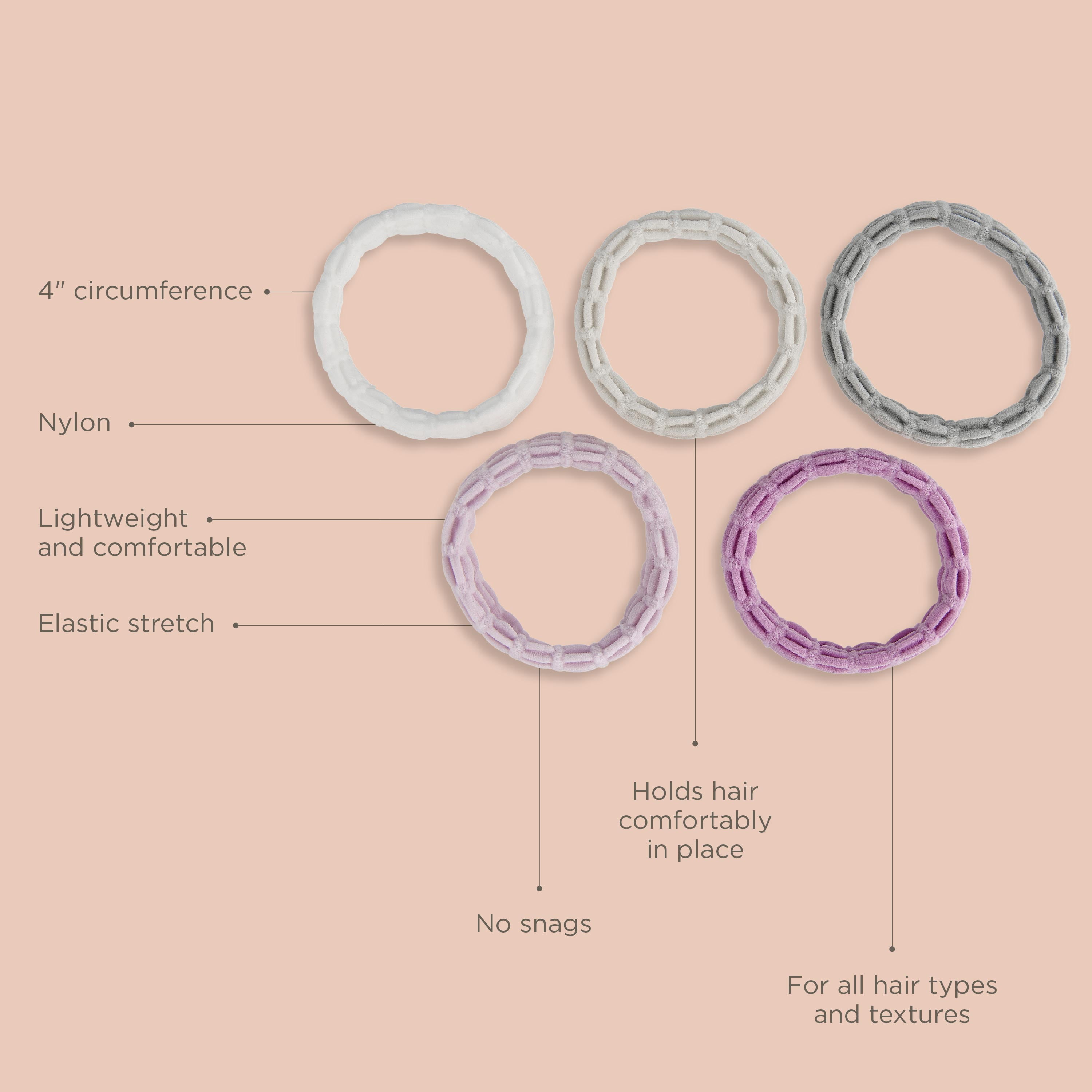 Hairitage Mesh Hair Scrunchies - Multi (White, Ivory, Gray, Lavender, Purple)
