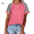 thumbnail image 2 of T-Shirt Femme à Manches Courtes Col Rond Blouse Décontractée, Rose, 3TG, 2 of 6