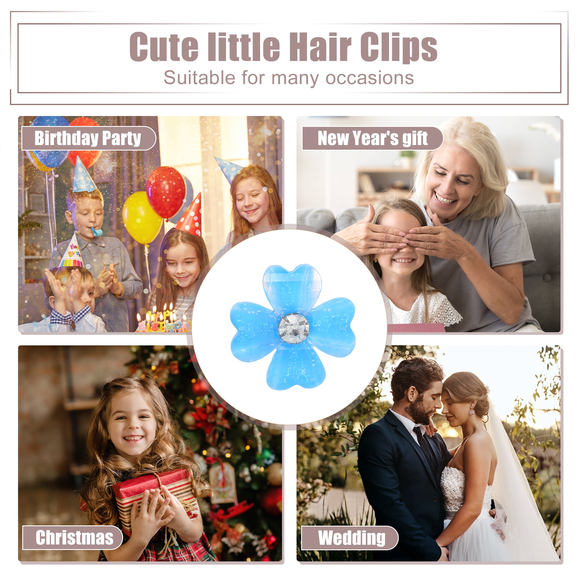 Unique Bargains 20Pcs Small Flower Rhinestone Hair Clips Pink White Blue Purple