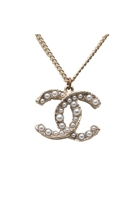 Pre-Owned Chanel Coco Mark Necklace Pendant A12A Gold Plated Faux Pearl Women's CHANEL