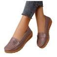 thumbnail image 1 of Mocassins à Enfiler pour Femmes à Talon Compensé Bas avec Fleurs, Chaussures de Marche Confortables en Cuir Souple, Chaussures de Plage, de Robe et de Travail, 1 of 7