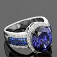 thumbnail image 2 of Blue Cubic Zircon Oval Cut White Band Womens 925 Silver Engagement Ring 6-10, 2 of 5