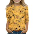 thumbnail image 2 of YOUYEDIAN Halloween 3/4 Sleeve Shirt for Kids Toddler Girls Casual Fun Graphic Crew Neck Top, 2 of 3