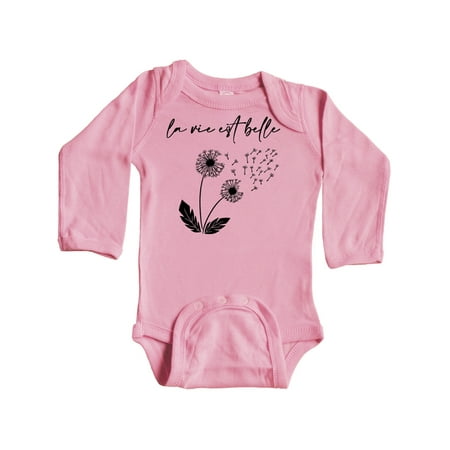 

Inktastic La Vie Est Belle with Dandelion Gift Baby Boy or Baby Girl Long Sleeve Bodysuit