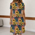 thumbnail image 5 of Women's 4th of July 250th Anniversary Patriotic Dress Short Sleeve Button Neck Printed Pattern Relaxed Fit Summer Holiday Style Casual Independence Day USA Flag Daily Wear Yellow XL, 5 of 5
