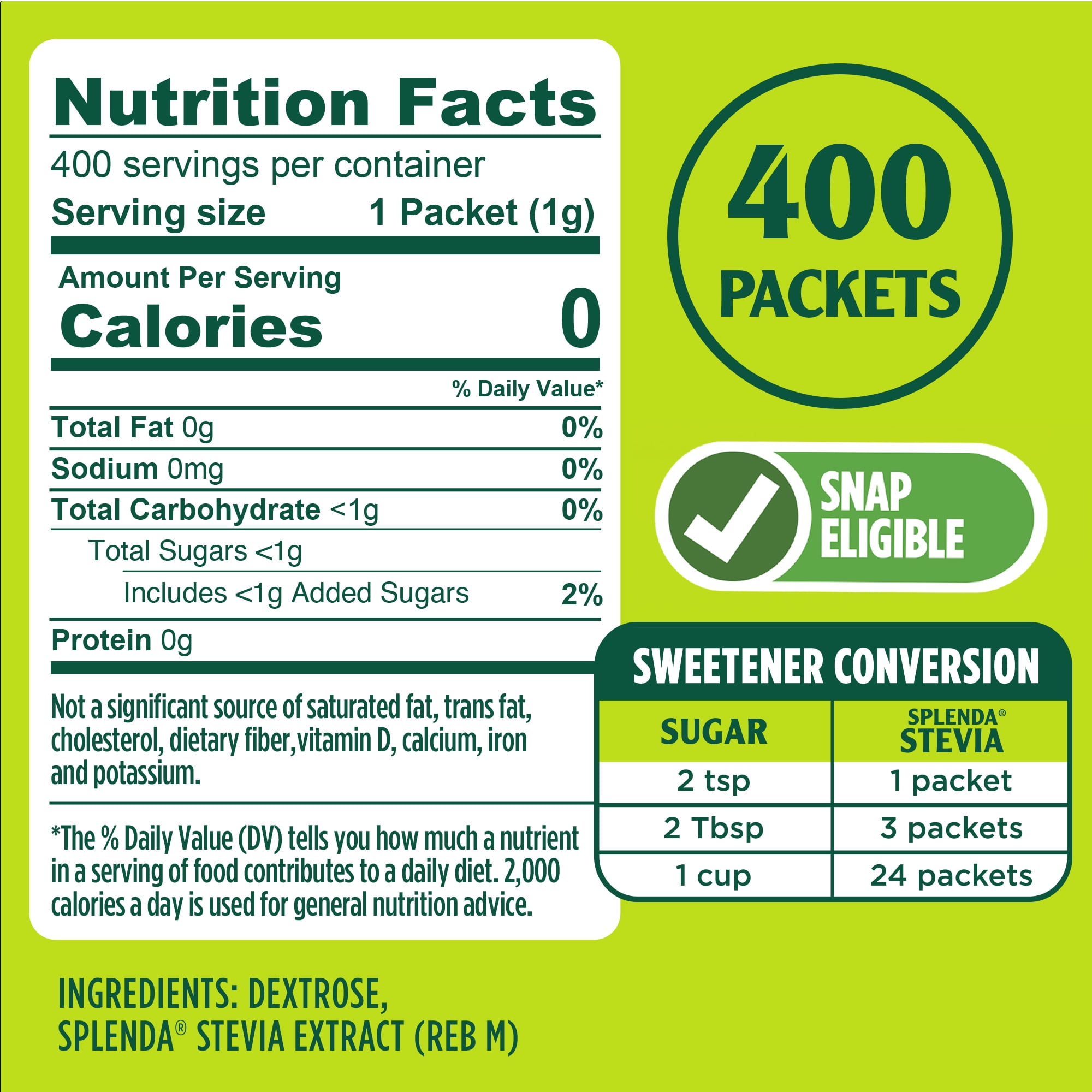 (4 pack) Splenda Stevia Sweetener Packets - 400CT