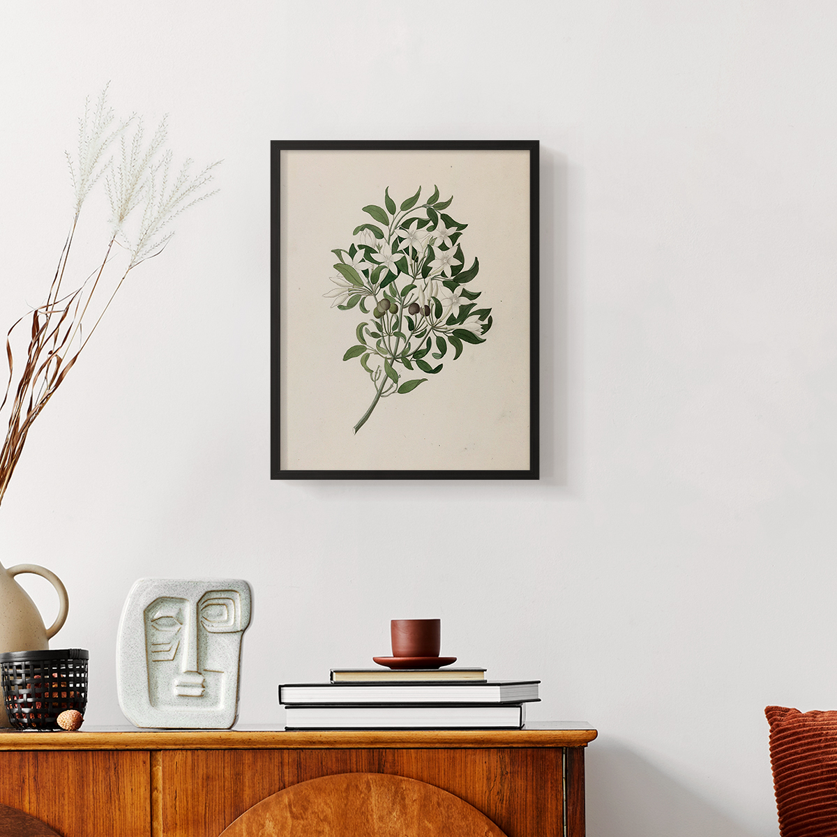 Vintage Floral Print CXLII - 14in. x 11in. Vintage Framed Print in Black Wood Frame