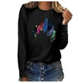 thumbnail image 1 of Birdeem T-Shirt Décontracté Imprimé pour Femmes Col Rond Manches Longues Blouse, 1 of 7