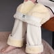 thumbnail image 1 of Pantalones anchos de mujer Pantalones cálidos con forro polar fresco y dulce de invierno Pantalones casuales rectos de lana de cordero para mujer, 1 of 5