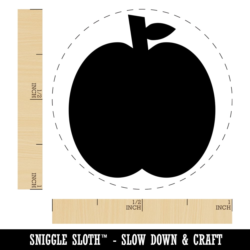 Apple Fruit Self-Inking Rubber Stamp Ink Stamper - Purple Ink - Medium 1 Inch