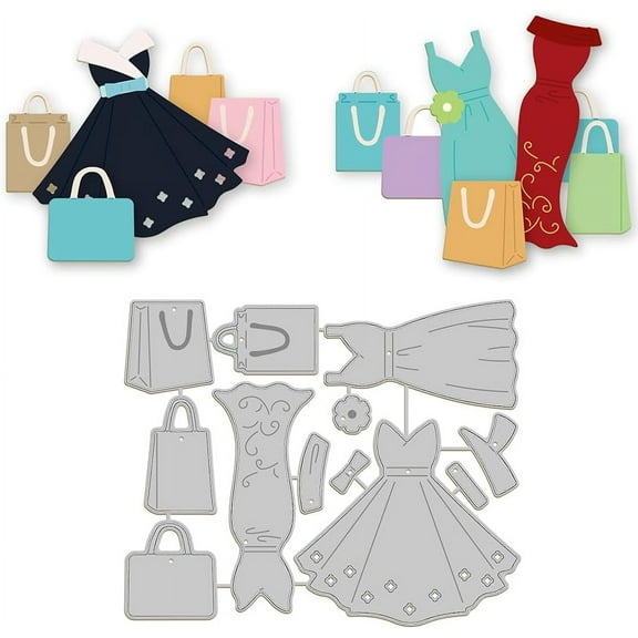 Lady Dress Metal Die Cuts Fashion Bag Cutting Dies Cut Stencils for Scrapbooking Cutting Dies DIY Album Card Making Decor Craft Photo Album Decorative Embossing Paper Dies
