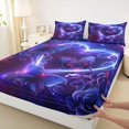 thumbnail image 3 of Homewish Rustic Boho Butterfly Queen Sheet Sets,Romantic Purple Rose Flat Sheet,Romantic Valentine'S Day Queen Fitted Sheet For Girls Kids,Super Cozy Room Decor,4 Pieces, 3 of 7