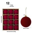 thumbnail image 3 of Dmlowu 12Pcs Velvet Flocked Christmas Ornaments, Plush Matte Shatterproof Christmas Ball Ornaments, Red Christmas Decorations for Xmas Tree Holiday Party, 3 of 7