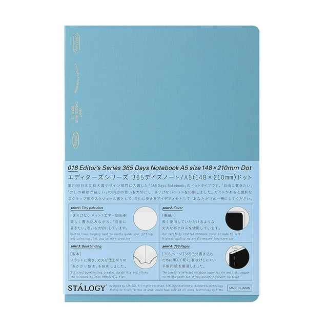 Nitoms S4149 Stalogy Notebook 365 Days Notebook A5 Dot Square Azul