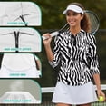 thumbnail image 6 of Uorisanigo Zebra Pattern Womens Golf Shirt Soft Washable Women's 3/4 Sleeve Golf Top with Zipper Comfortable Polyester Spandex Fabric Workout Sports Pullover Tennis Tops Size XL, 6 of 7
