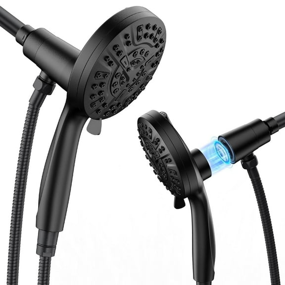 DTIG Magnetic Detachable Shower Head,High Pressure Handheld Showerhead with 10 Spray Modes(Black)