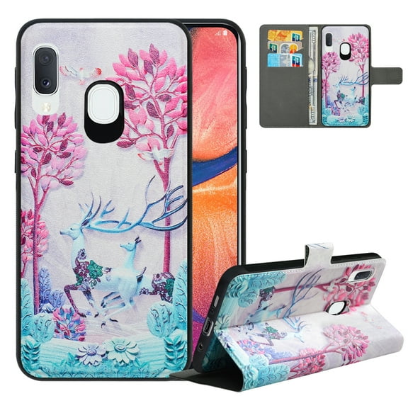 Labanema Samsung Galaxy A20e 2019 Case with Kickstand, 2 in 1 Detachable Magnetic Protective Folio Flip Cover for Samsung Galaxy A20e 2019 (Deer)