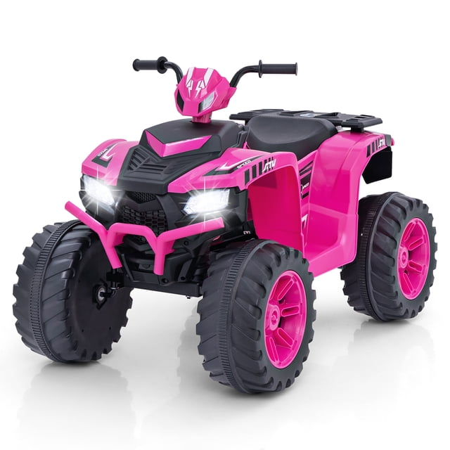 Gymax Kids Ride-On ATV 24V Battery Powered Electric Vehicle w/ Wireless Connection Music Radio Pink