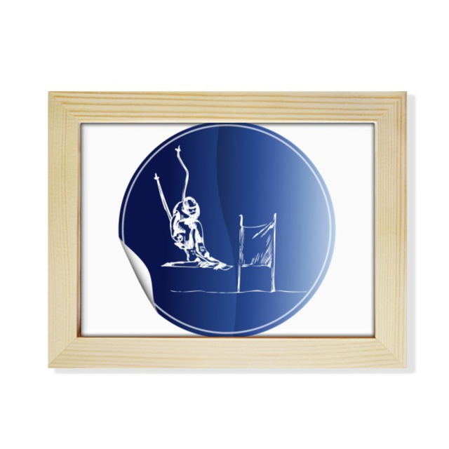 Deporte de invierno, esqui esquis patron Escritorio de madera Arte Pintura 6x8 pulgadas marco de foto foto