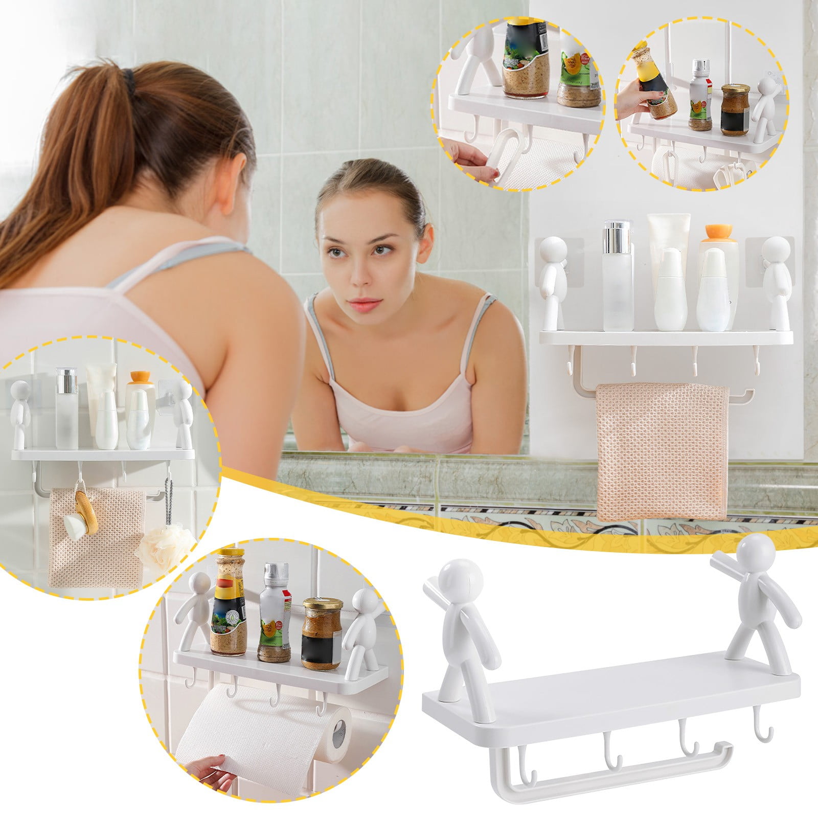 RnemiTe-amo Deals！Bathroom Shelf Wall Mounted, Floating Shelves