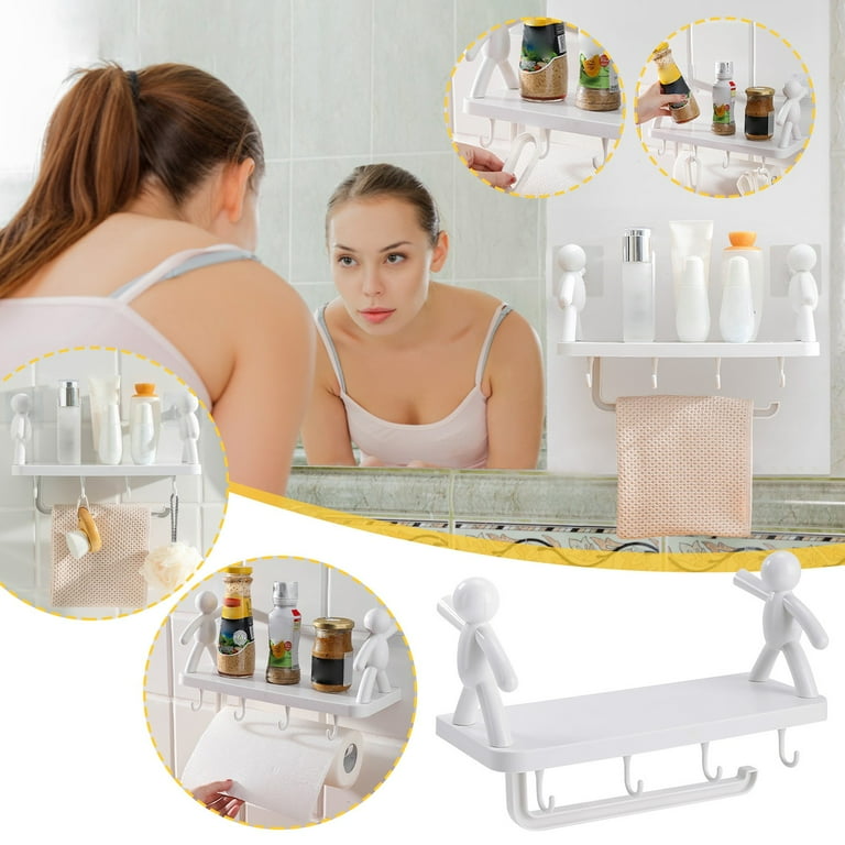 RnemiTe-amo Deals！Bathroom Shelf Wall Mounted, Floating Shelves, Adhesive  Shelf,Adhesive Display Shelf For Living Room Bedroom Bathroom Kitchen