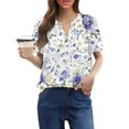 thumbnail image 2 of NAMTYQX V Neck T Shirts for Women Button V Neck Loose Graphic Tee Short Sleeve Womens Graphic T Shirts Light Purple Size M, 2 of 4