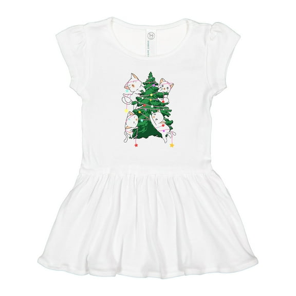 Inktastic Kawaii Cats Christmas Tree Girls Toddler Dress