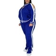 thumbnail image 3 of Cindysus Ladies Sweatsuits Long Sleeve Lounge Sets Color Block Jogger Set Running Jacket+Sweatpants Oversized Two Piece Outfit Blue XXXXXL, 3 of 7