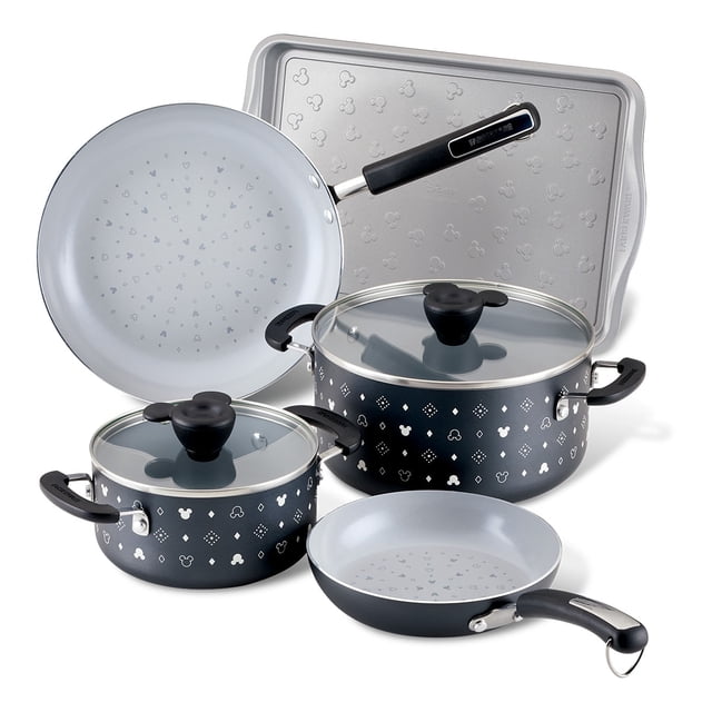 Juego de ollas Disney Monochrome. Farberware. 7 pzs. Aluminio con antiadherente cerámico.