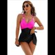 thumbnail image 2 of Traje de Baño de una Pieza para Mujer, Ajustado, Cruzado, Sin Espalda, Rosa, Rojo y Negro, XXL, 2 of 6