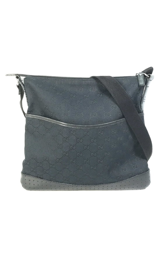 Pre-Owned GUCCI 145857 GG Canvas Shoulder Bag, Women's, Black (Good)