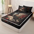 thumbnail image 2 of Homewish Halloween Sugar Skull Zipper Twin Comforter Sets with Fitted Sheet and 2 Pillowcases,Red Rose Zipper Bedding Set,Gothic Aesthetic Bed Set,Black Reversible,4pcs, 2 of 8
