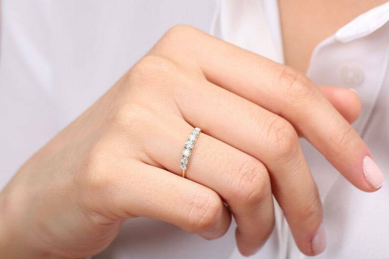 HeartsAndYou 2.6ct Engagement Ring for Women Round Cut Moissanite Stackable Design 18k Yellow Gold over Silver