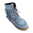 thumbnail image 5 of AnuYalue 2025 Tassel Flat Ankle Boots for Womens Suede Fringed Boot Shoes Round Toe Slip On Dressy Short Booties Western Fringe Cowboy Low Heel Bootie, 5 of 5