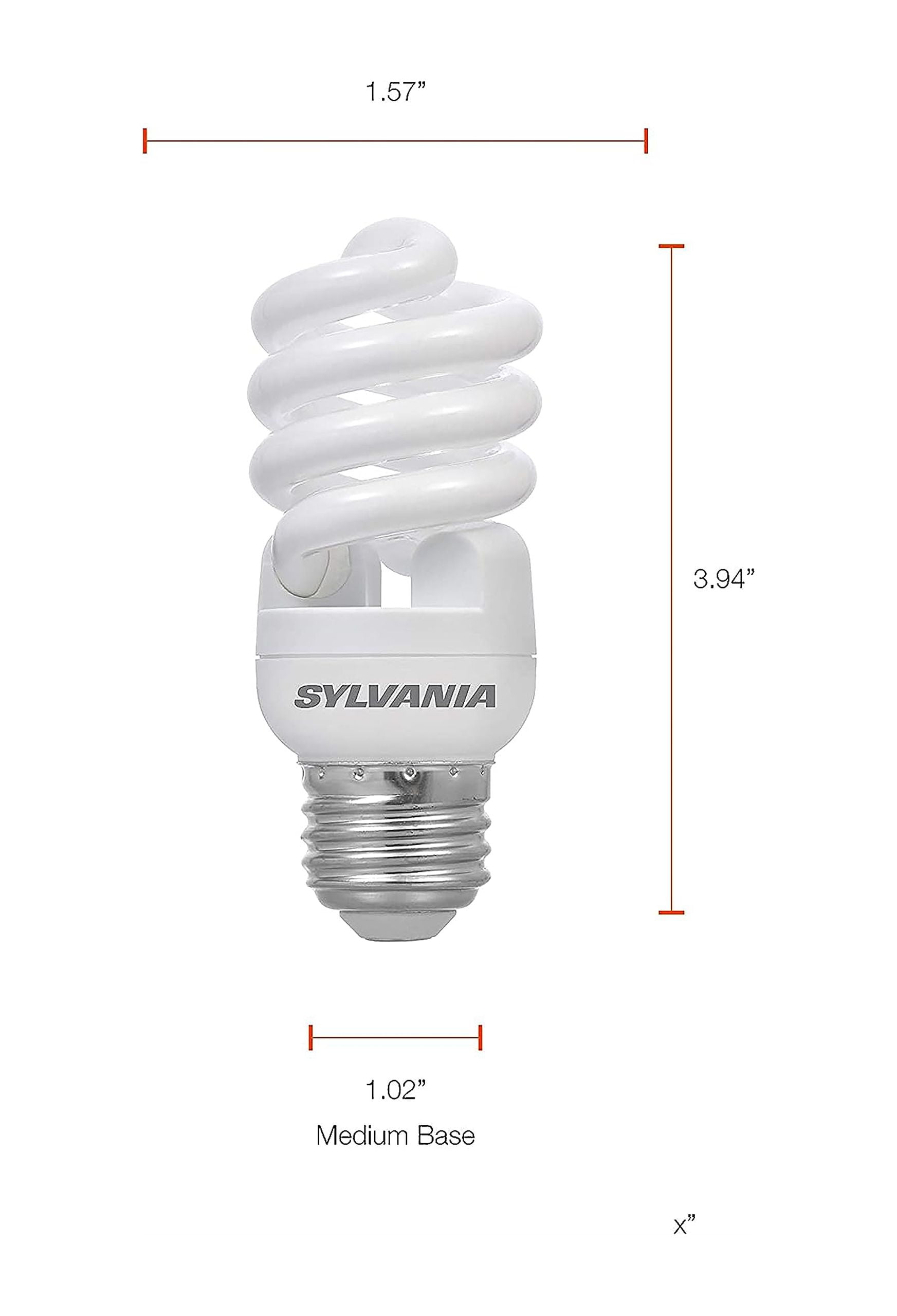 (8 bulbs) Sylvania CFL T2 Twist Light Bulb, 60W Equivalent, Efficient 13W, 850 Lumens, Medium Base, 2700K, Soft White
